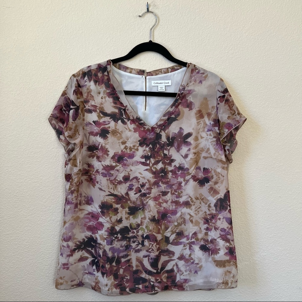 Coldwater Creek Floral Top Size L
